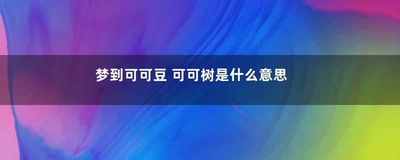 梦到可可豆 可可树是什么意思